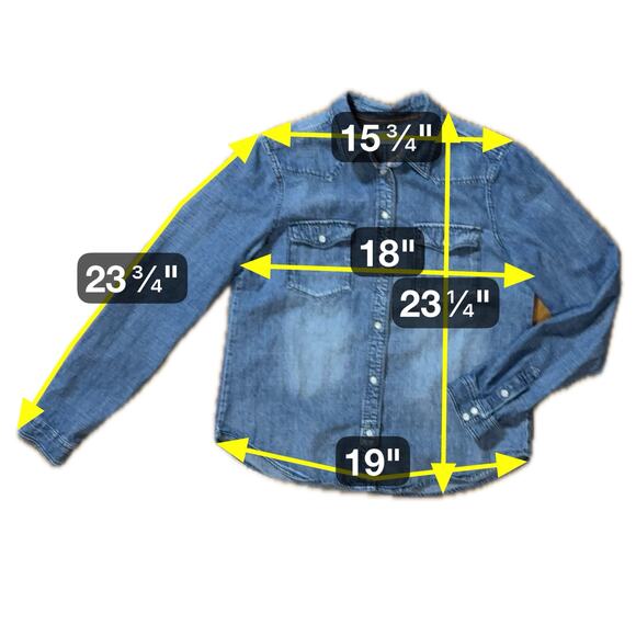 Thread and Supply Denim Shirt Womens Blue Western Cowgirl Snap Button Size S - Picture 4 of 7